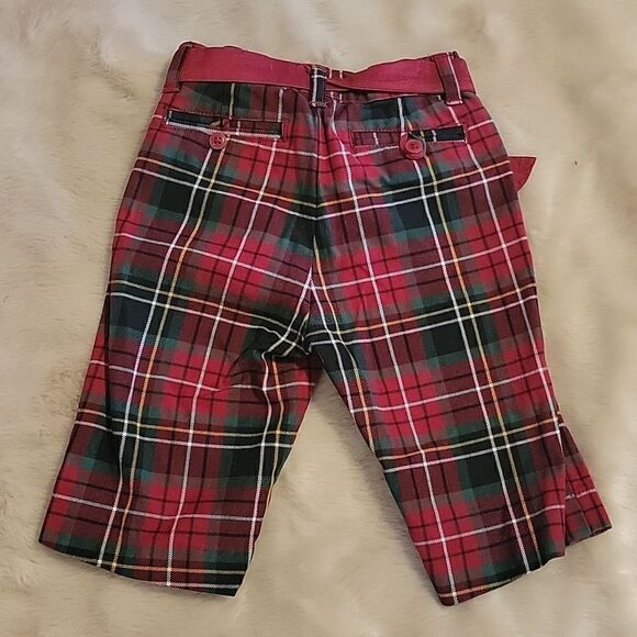 JANIE AND JACK RED AND GREEN PLAID HOLIDAY PANTS, SIZE 12-18 MONTHS - Picture 7 of 8